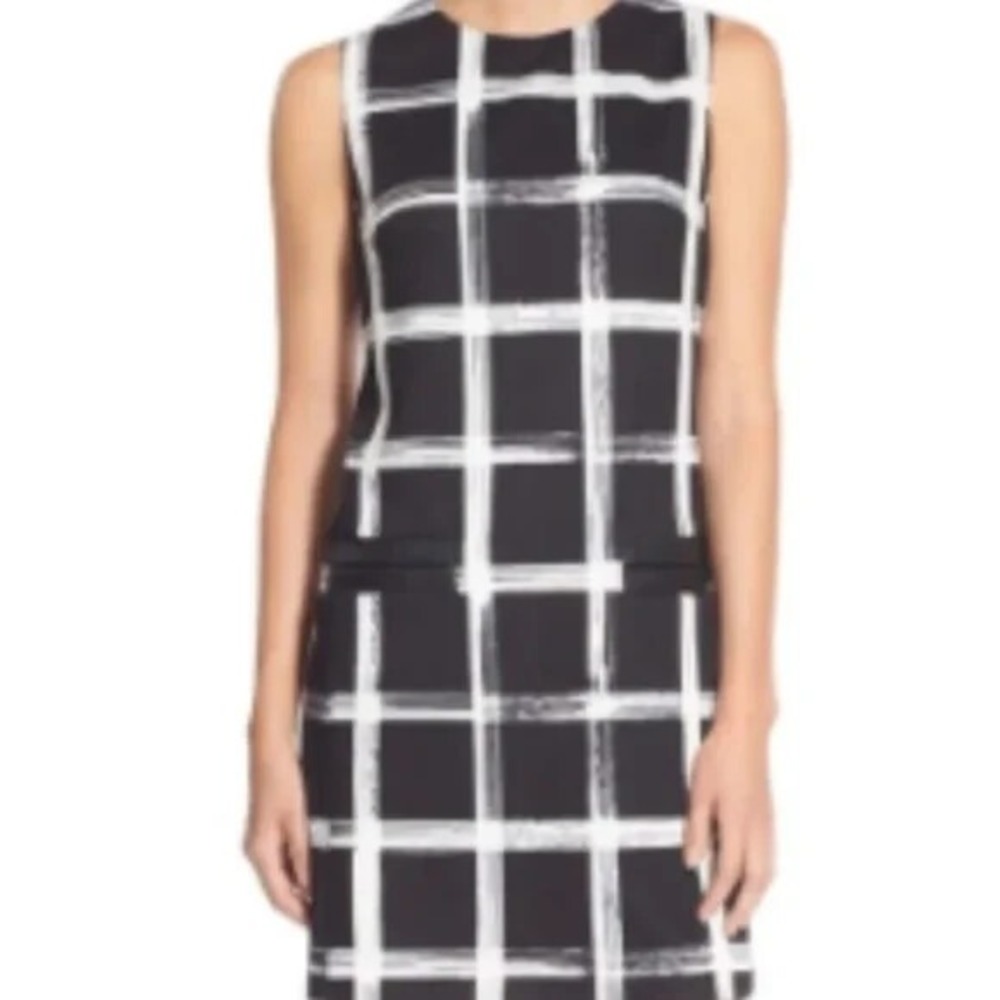 NWT Eliza J Women's Black & White Sleeveless Shift Dress Sz 4 Stretch $138 - Picture 1 of 11